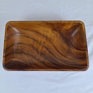 Vintage Monkey Pod Wood Rectangular Bowl Centerpiece Serving Decor